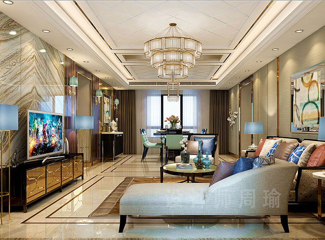 嫩模大屌世纪江尚三室两厅168平装修设计效果欣赏
